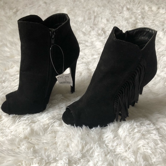 NWT Fringe Peep-toe Booties - Picture 4 of 11